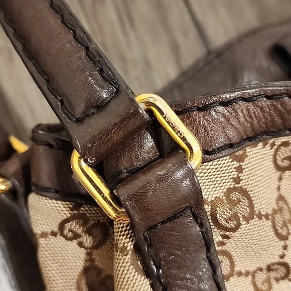 GUCCI Jockey Tote - Canvas with gold hardware - Pre-owned - Picture 15 of 17